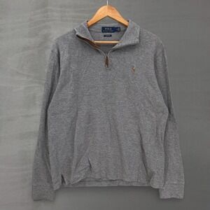 Polo Ralph Lauren Quarter Zip Pullover Grey Sweater Estate Rib Sweater Medium